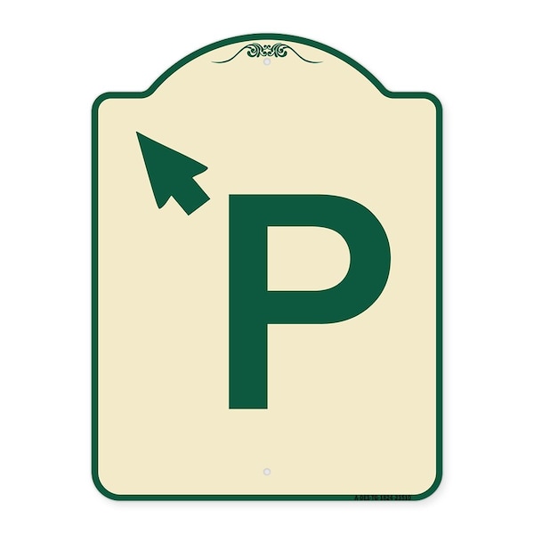 Signmission PWith Up Arrow Pointing Left Heavy-Gauge Aluminum Architectural Sign, 24" x 18", TG-1824-23510 A-DES-TG-1824-23510 - main
